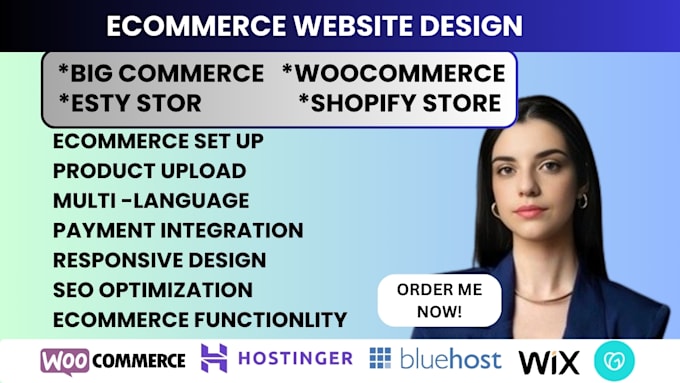 Bestseller - design godaddy wix ecommerce hostinger website, webshop bluehost shopify website