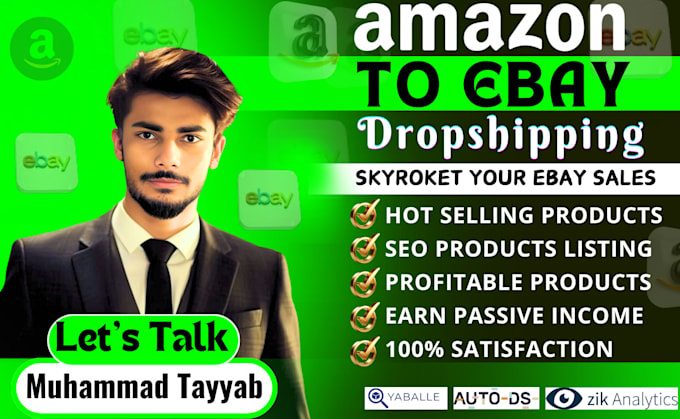 Gig Preview - Do amazon to ebay dropshipping SEO product research product listing ebay listing