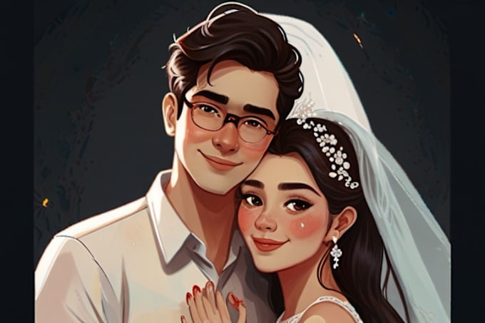 Gig Preview - Draw cute family couple and wedding portrait illustration