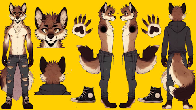 Gig Preview - Draw custom furry reference sheet nsfw fursona oc character design furry art