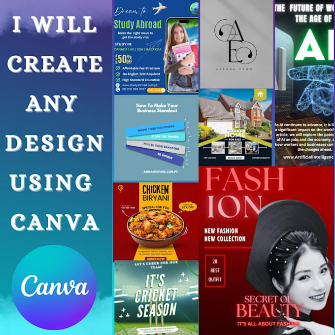 Gig Preview - Create any design using canva