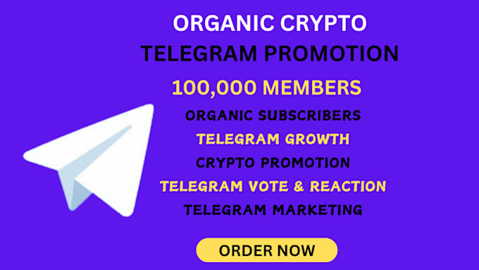 Gig Preview - Ace organic crypto telegram promotion, telegram subscribers,  telegram marketing