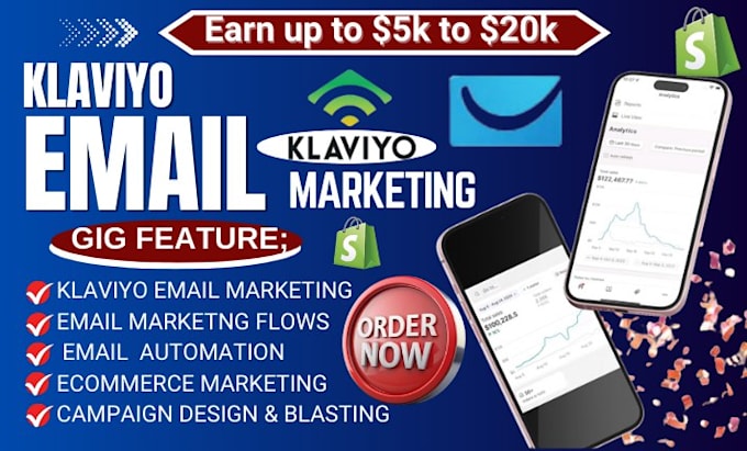 Gig Preview - Setup klaviyo email marketing, klaviyo flows, automation for shopify store