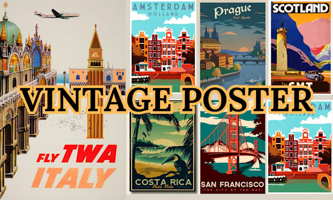 Gig Preview - Draw retro vintage poster, travel poster, movie poster, film poster