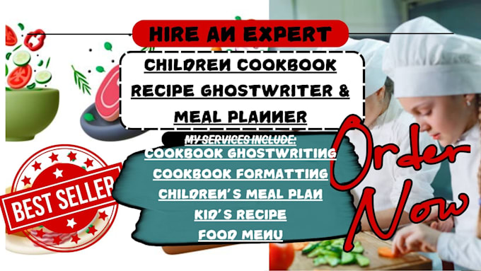 Gig Preview - Ghostwrite children delicious cookbook, recipe book meal plan as an ebook writer