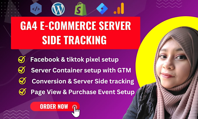 Gig Preview - Setup facebook pixel ga4 ecommerce tracking ga4 server side tracking via GTM