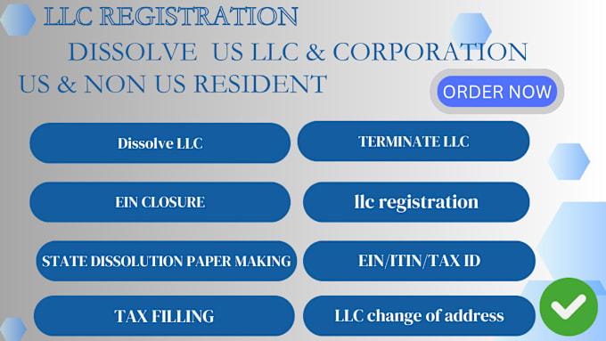 Gig Preview - Dissolve your US llc, llc registration,close ein, itin , company registration