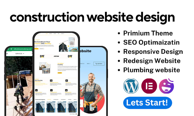 Gig Preview - Design or redesign construction website or roofing website