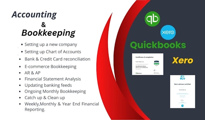 Gig Preview - Do clean up, reconciliation, bookkeeping quickbooks and xero