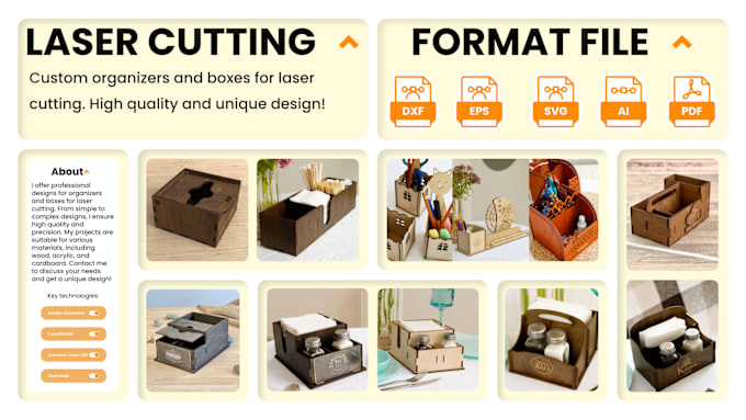 Gig Preview - Custom organizers and boxes for laser cutting