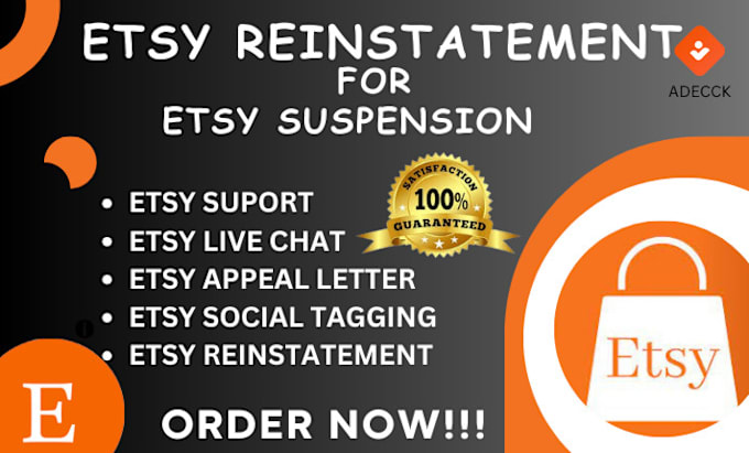 Gig Preview - Do etsy store reinstatement for etsy suspension, etsy appeal letter, live chat