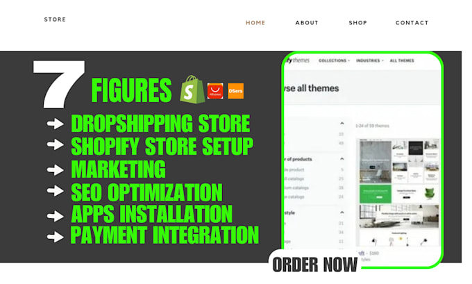 Gig Preview - Setup branded products dropshipping store shopify dropshipping shopify store