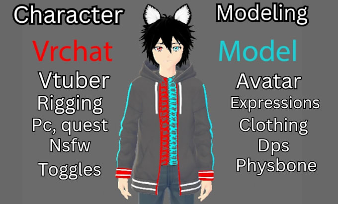 Bestseller - custom anime vrchat furry avatar vtuber nsfw fursona 3d model vr vrc character