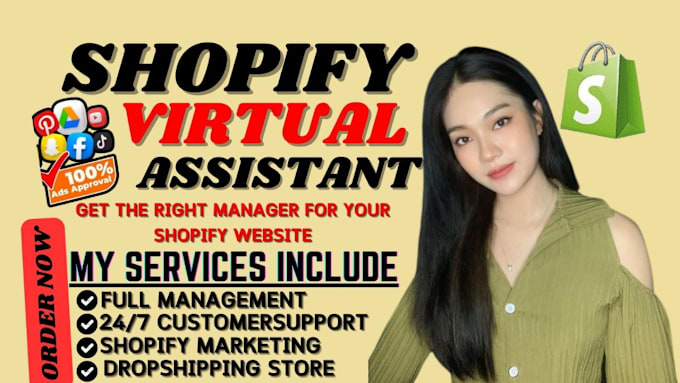 Gig Preview - Be shopify virtual assistant, store manager for product listing or order fulfill