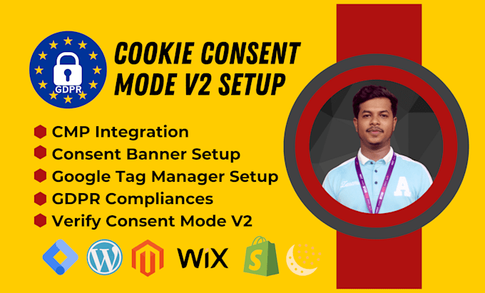 Gig Preview - Setup cookie consent v2, cookie consent banner, google consent mode v2 via gtm