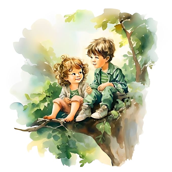 Gig Preview - Draw a beautiful watercolor children story book illustration and book cover