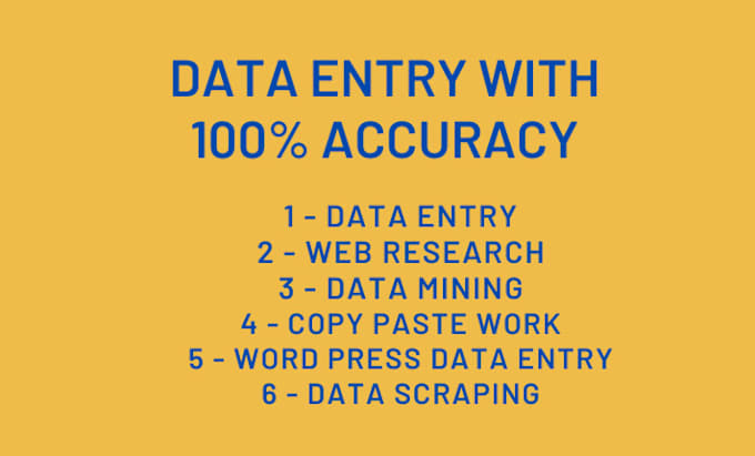 Gig Preview - Do fastest data entry in one day, internet research