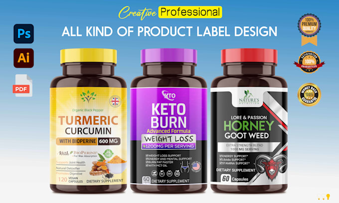 Gig Preview - Do product label design and supplement label design