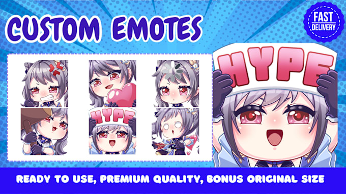 Gig Preview - Make cutest chibi emotes,emotes, sub badges for vtuber, twitch