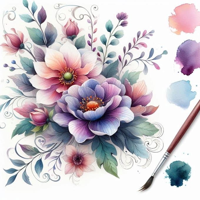 Gig Preview - Paint a watercolor flower elements for any design