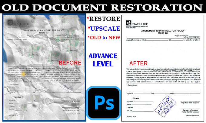 Gig Preview - Old document restore, certificate upscale colorized, enhance