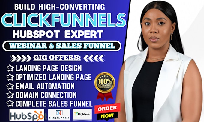 Gig Preview - Do clickfunnels sales funnel webinar funnel landing page in click funnel hubspot