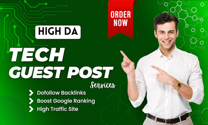 Gig Preview - Provide high da organic SEO backlinks on tech guest blog post