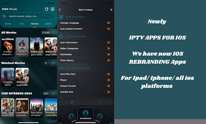 Gig Preview - Rebrand ios iptv app, android app, smart tv app, nextv, ibo pro player