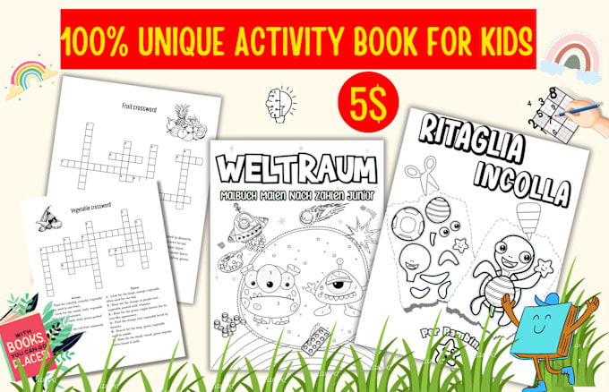 Gig Preview - Do custom kids activity book, worksheets, coloring books for amazon KDP and etsy