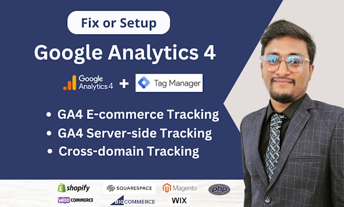 Gig Preview - Setup google analytics, ga4 ecommerce tracking, ga4 server side tracking via GTM