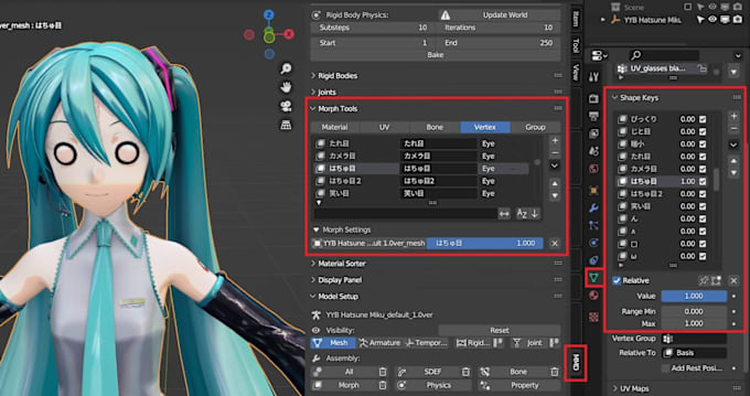 Gig Preview - Fix rig of your mmd, blender model, weight paint