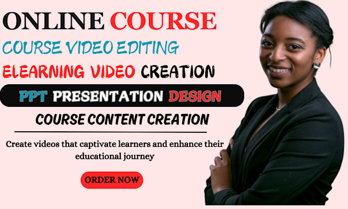 Gig Preview - Online course video editing, educational, course content creation for elearning