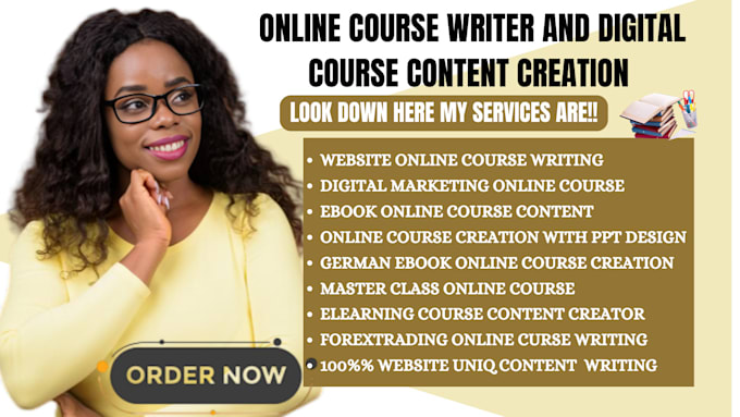 Gig Preview - Be former digital course content producer course development ebook online course