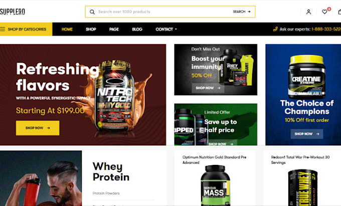 Gig Preview - Design health supplement shopify health and fitness store supplement website