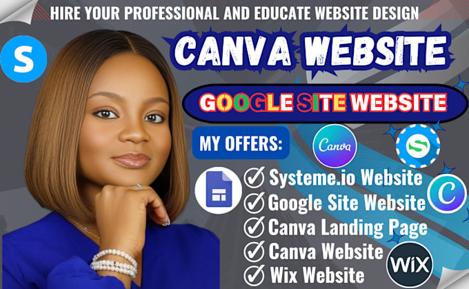 Gig Preview - Do canva landing page, google site website, wix website redesign, canva website