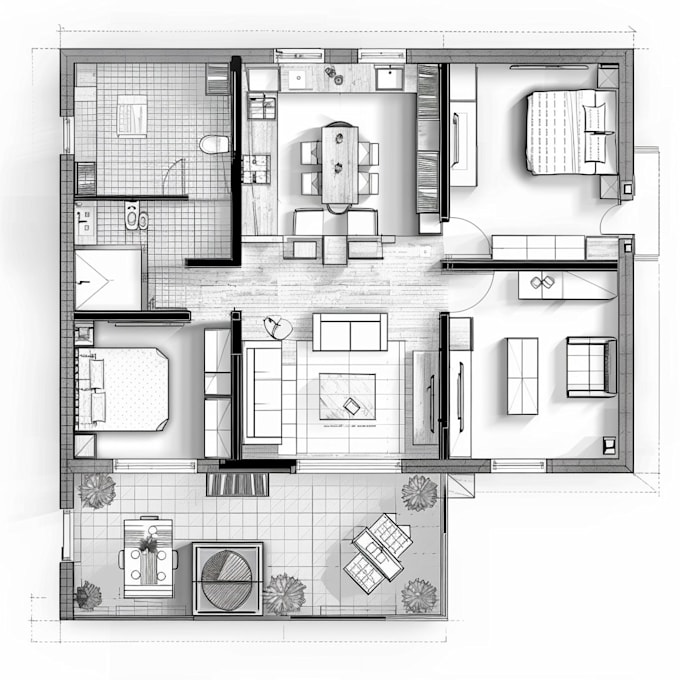 Gig Preview - Do 2d floor plan in autocad drawing