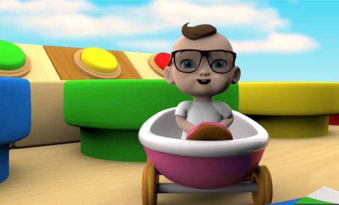 Gig Preview - Do 3d kids cartoon character baby story animated video, 3d animated music video