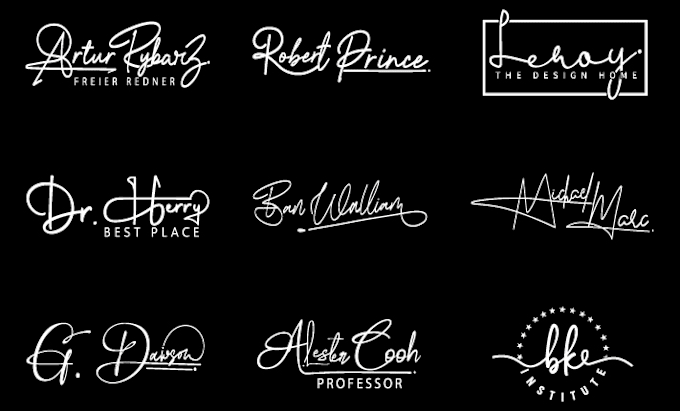 Gig Preview - Create unique signature, cursive, handwritten, scripted logo