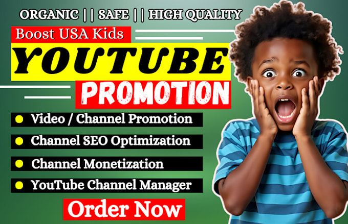 Gig Preview - Monetize organic usa kids youtube promotion viral video marketing boost channel