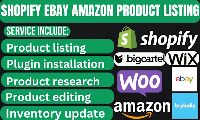 Gig Preview - Shopify produtct listing product upload ebay listing walmart amazon fba product