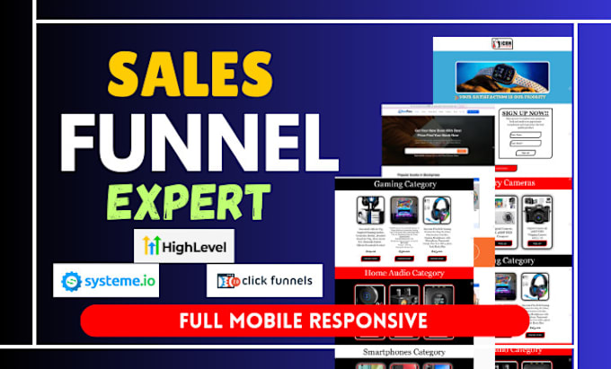 Gig Preview - Do system io, ghl, kajabi, clickfunnel 2 0, gohighlevel website, sales funnel