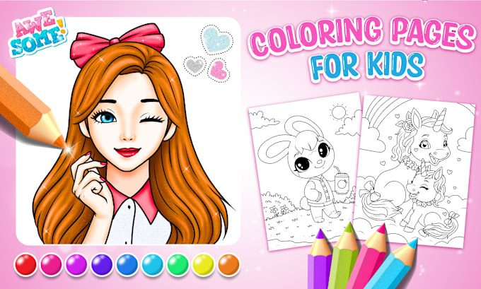 Gig Preview - Draw cute coloring book pages for kids