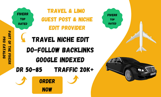 Gig Preview - Publish posts on DR 65 travel guest posts and limo niche edit services