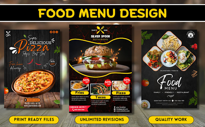 Gig Preview - Design modern food and restaurant menu, flyer, poster