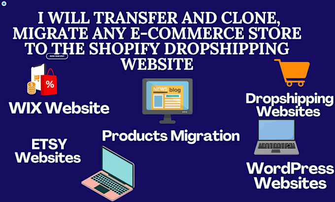 Gig Preview - Clone and migrate your business website  to shopify dropshipping platforms