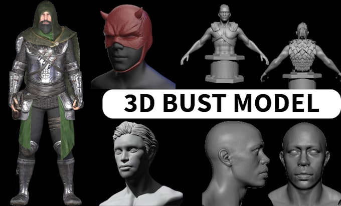 Gig Preview - Sculpt 3d bust model realistic head sculpture 3d sculpting 3d face for printing