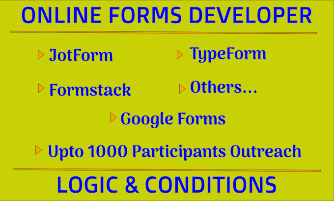 Gig Preview - Create online survey forms with jotform, google forms, typeform, cognito or quiz