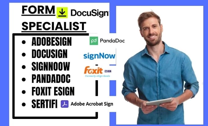 Gig Preview - Setup docusign signnoow pandadoc foxit  esign sertifi signa adobesign folderit