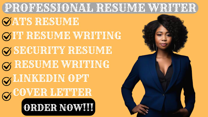 Gig Preview - Write a professional ats resume writing, sales, security, IT and cover letter