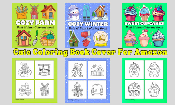 Gig Preview - Design eye catching bold and easy coloring book covers for amazon KDP